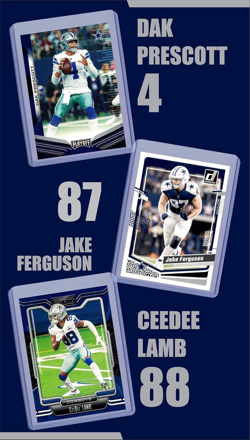 Chaser Dallas Cowboys Cards: Dak Prescott, CeeDee Lamb, George Pickens, Trevon Diggs, Troy Aikman, Emmitt Smith, Jake Ferguson, Javonte Williams, Brandin Cooks ASSORTED Football Stars & GOATs Trading Card & Wristbands Gift Pack - Image 2